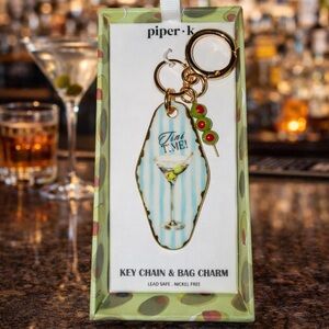 Piper K Martini Time Bag Charm Keychain Olive NEW